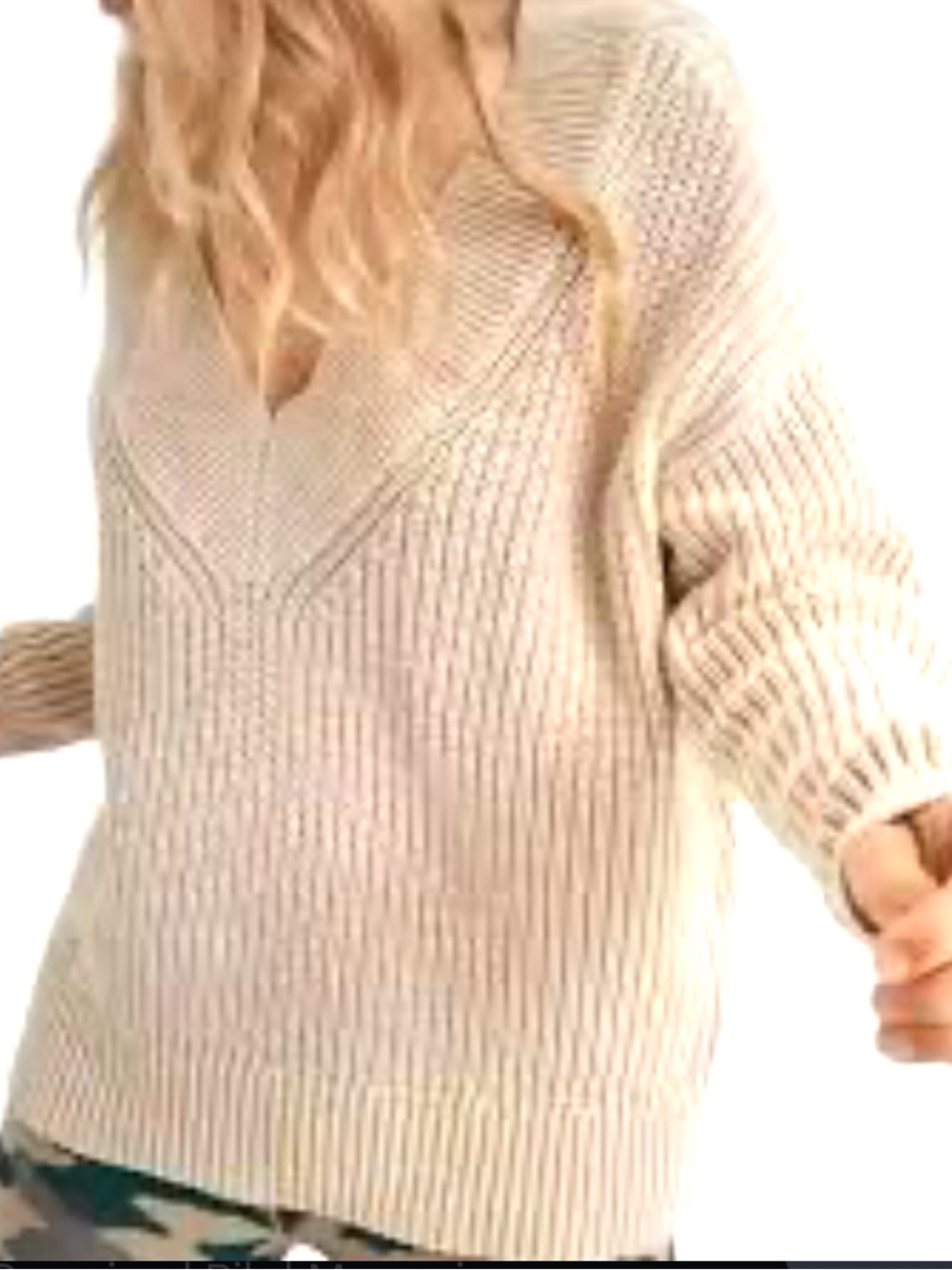 aerie tan beige Oversized v neck Sweater